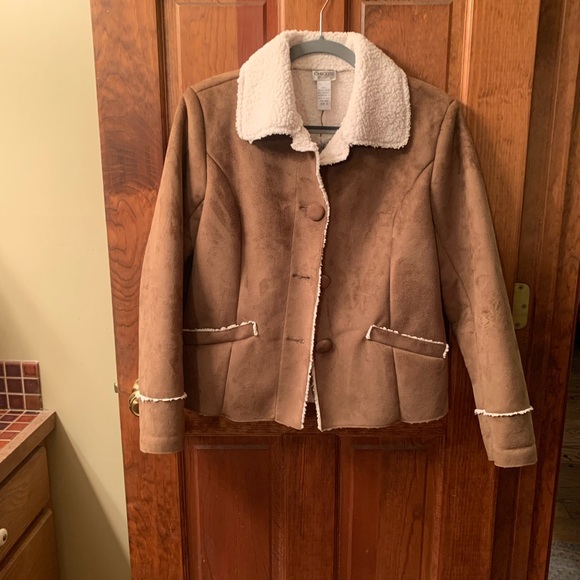 Chico, NEW WITH TAGS, cozy SHERPA lined jacket. River bark BROWN. So- Soft. - Picture 9 of 9